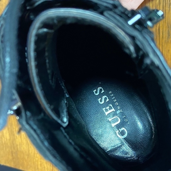 Guess Women's Combat Boots 6M Black Multi Those Logo Lace up Motorcycle Size Zip - Picture 14 of 15